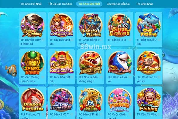 Giới thiệu các sảnh game nổi bật tại bắn cá 33win